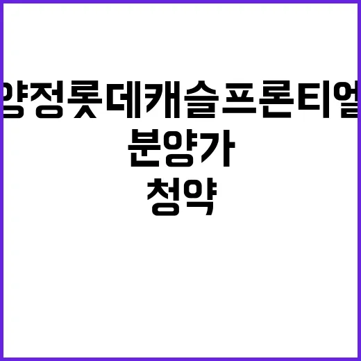 양정 롯데캐슬 프론티엘 청약 일정 분양가 궁금하세요?