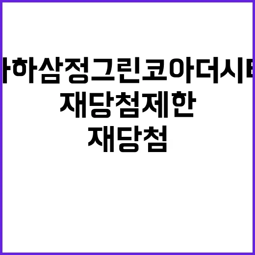 사하 삼정그린코아 더시티 무주택자 재당첨 제한 확인하세요!