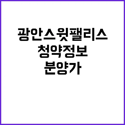 광안 스윗팰리스 청약 정보와 분양가 공개!