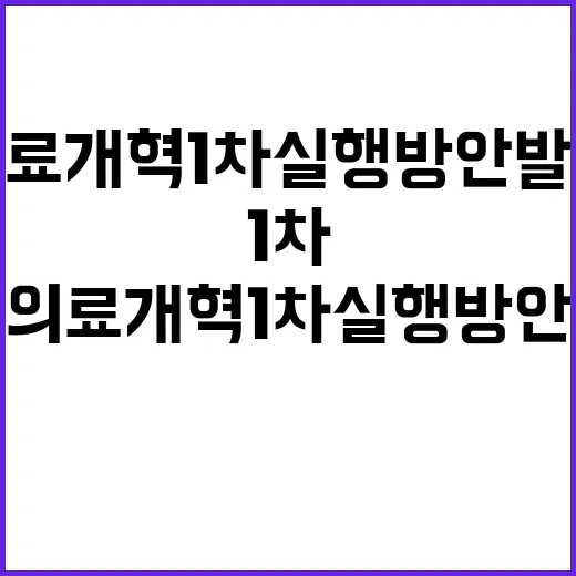 의료개혁 1차 실행방안 발표 소식 여기서 확인!