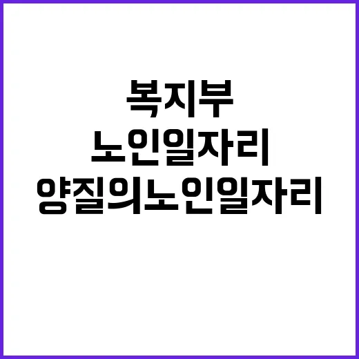 “양질의 노인일자리 복지부의 새로운 발걸음”