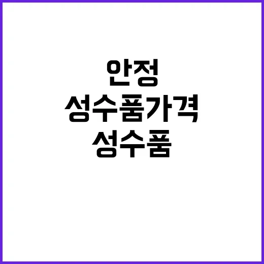 정부 성수품 가격 안정 소식에 모두 놀라워!