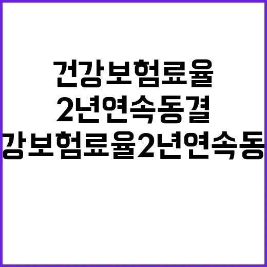 건강보험료율 2년 연속 동결 소식 공개!