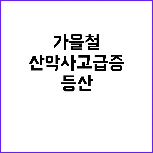 산악사고 급증! 가…