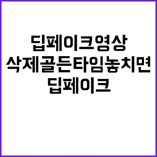 “딥페이크 영상 삭제 골든타임 놓치면 후회！”