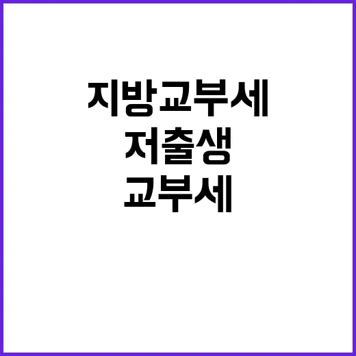 지방교부세 저출생·지방소멸 위기 해결 열쇠!