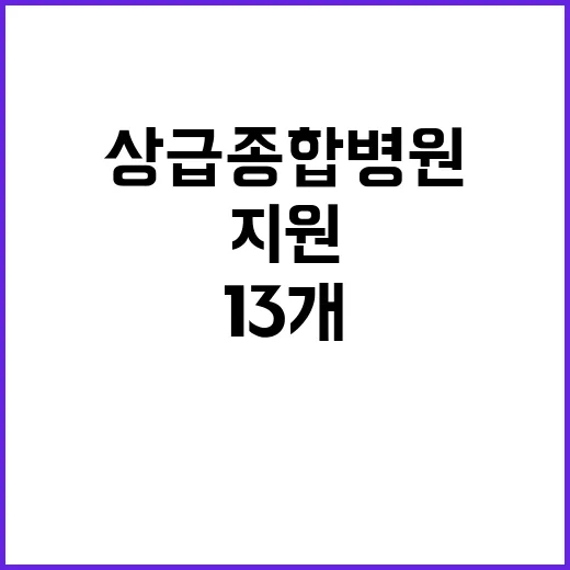 상급종합병원 13개 신규 지원병원 발표! 클릭하세요!