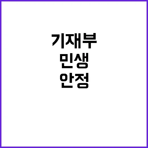 분배개선 기재부의 민생안정 지원 전략 공개!