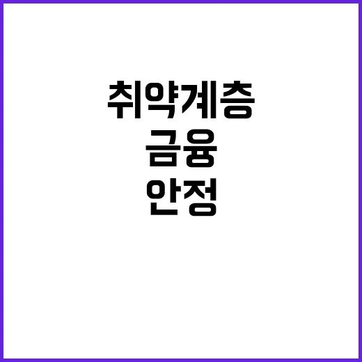 금융위 금융취약계층 위한 정책금융 안정 공급 강조!