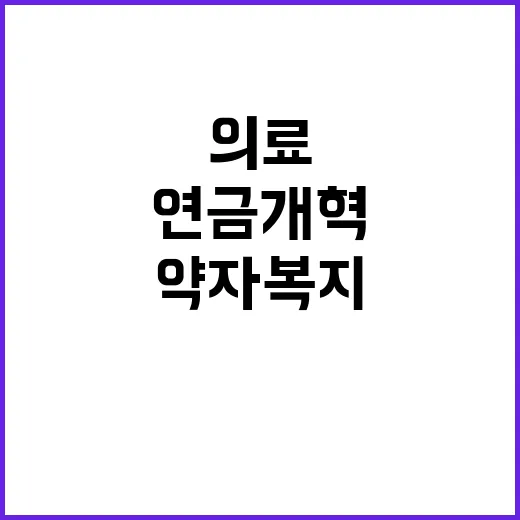 약자복지 2.0 의료와 연금개혁의 새로운 전환점!