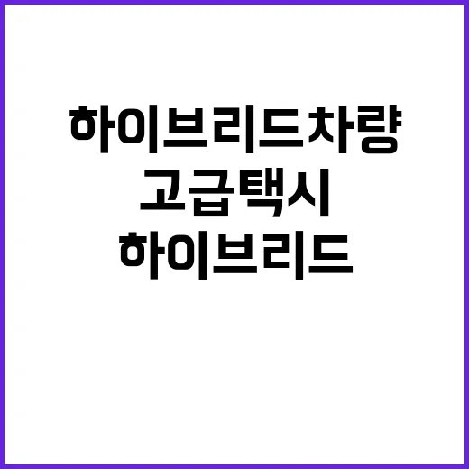 하이브리드 차량 고급택시 시장의 변화 시작!