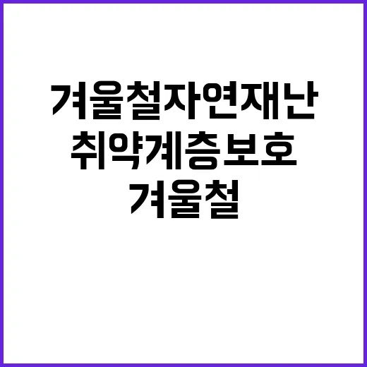 겨울철 자연재난 정부 지원으로 취약계층 보호!