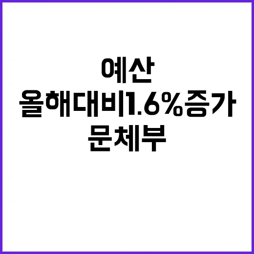 예산 확정! 문체부 올해 대비 1.6% 증가 확인!