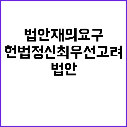 법안 재의요구 헌법정신 최우선 고려 필요하다!