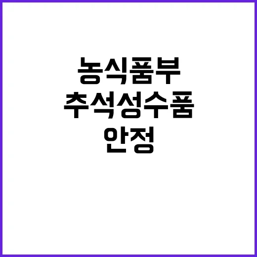 추석 성수품 농식품…