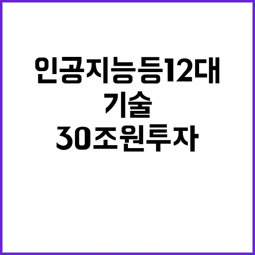 30조 원 투자 인공지능 등 12대 기술 대혁신!