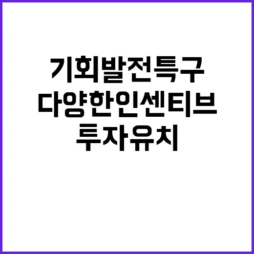 기회발전특구 다양한 인센티브로 신규투자 유치 비결!