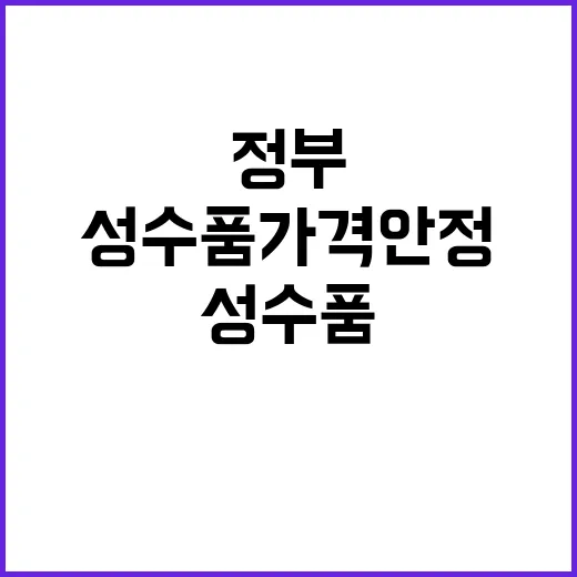 성수품 가격안정 정…