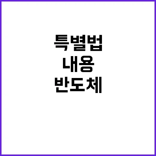 반도체 특별법 협의 중인 세부 내용 공개!