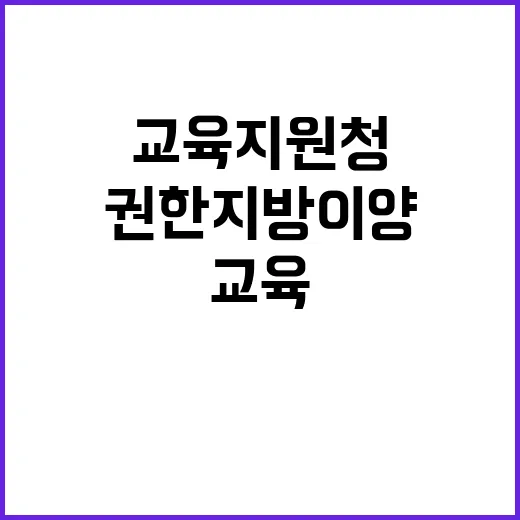 교육지원청 권한 지방 이양 소식에 주목!