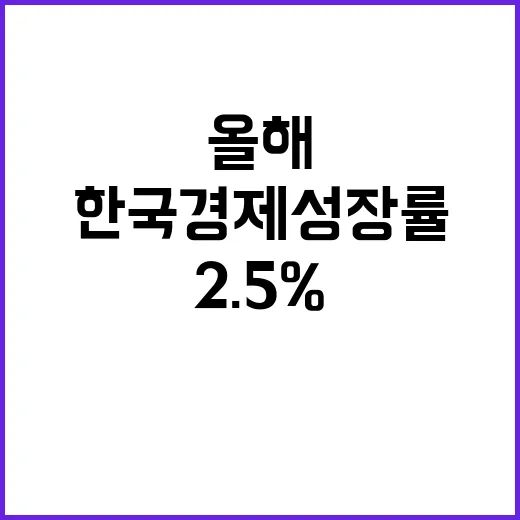 한국 경제성장률 올해 2.5% 내년 2.2% 예상!