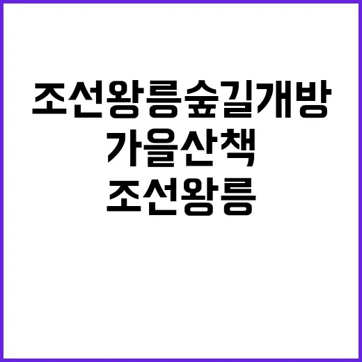 조선왕릉 숲길 개방 가을 산책 최적기!