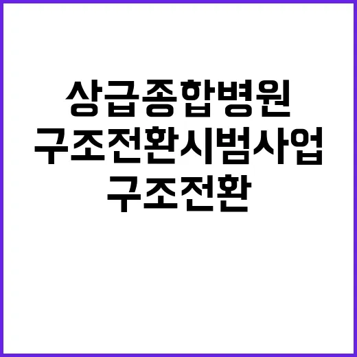 상급종합병원 내달 구조전환 시범사업 시작!