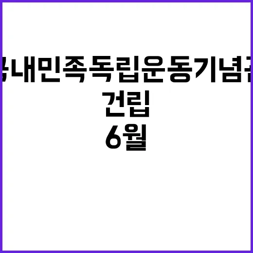 국내민족독립운동기념관 건립 계획 6월부터 시작!