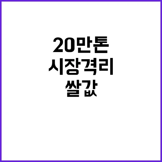 쌀값 안정 시장격리 20만 톤 결정 이유 공개!