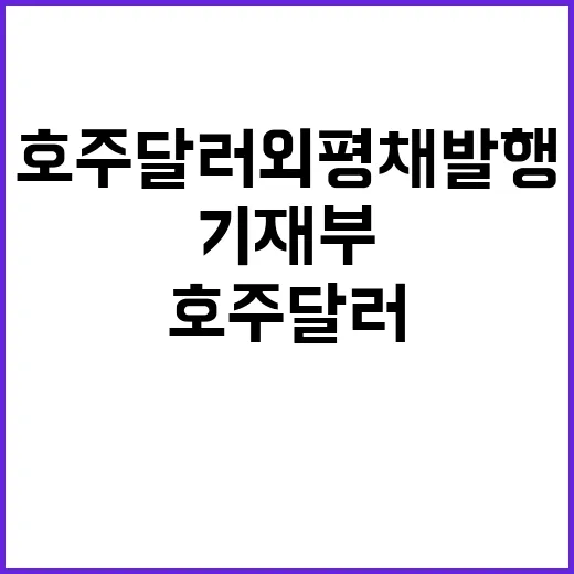 호주 달러 외평채 발행 기재부 역사적 첫걸음!