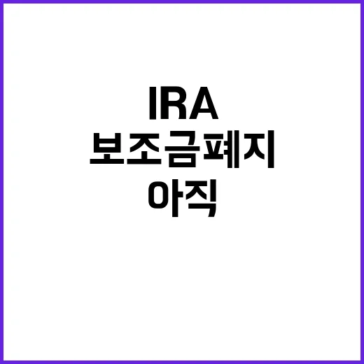 IRA 보조금 폐지 여부는 아직 미정! 클릭 필수!