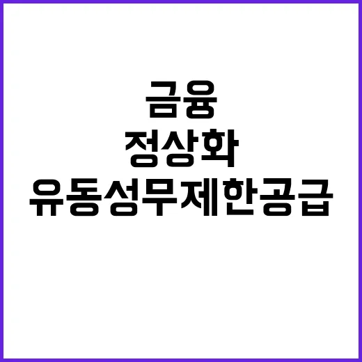 금융 정상화 유동성 무제한 공급의 비밀 공개!