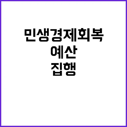 예산 집중 집행 민생경제 회복을 위한 총력전!