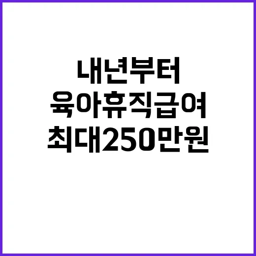 육아휴직 급여 내년부터 최대 250만 원으로 확대!