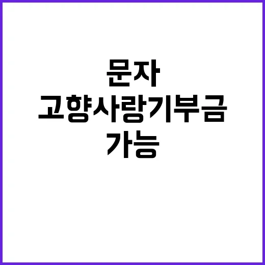 고향사랑기부금, 문자로 쉽게 기부 가능 시작!