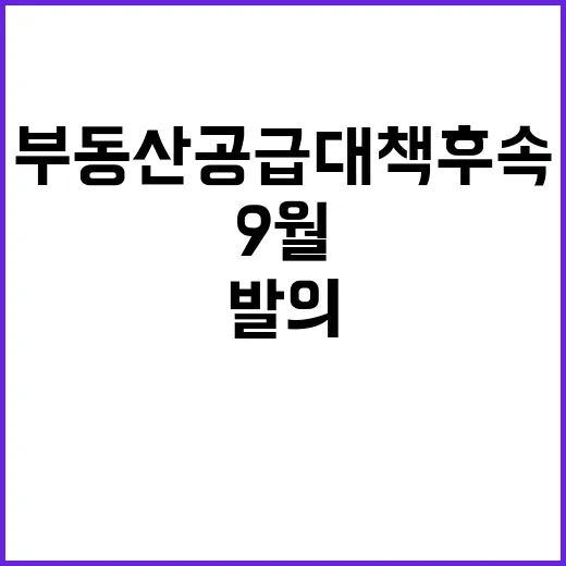 부동산 공급 대책 후속법안 9월 발의 예정!