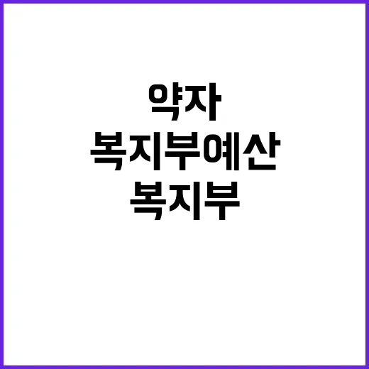 복지부 예산 발표 약자 지원 전략 공개!