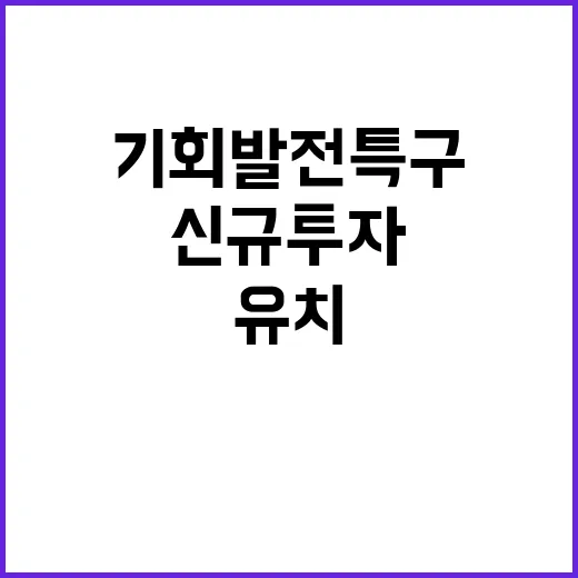 기회발전특구 신규투자 유치의 숨겨진 비밀!