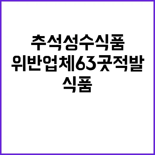 추석 성수식품 위반업체 63곳 적발! 놀라운 사실!