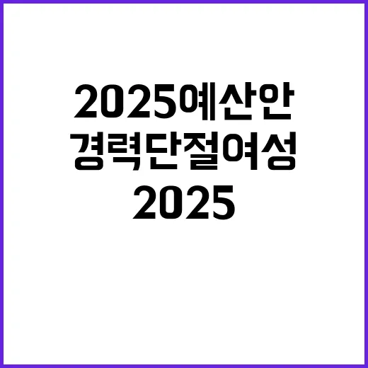 경력단절여성 재취업 2025 예산안의 변화!