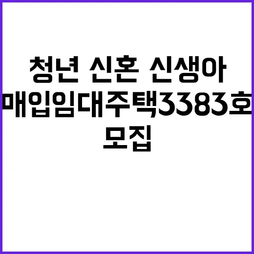 매입임대주택 3383호 청년·신혼·신생아 대상 모집!