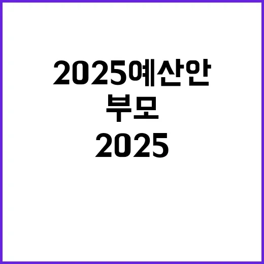 ‘2025 예산안’ 부모님들에겐 희망의 메시지!