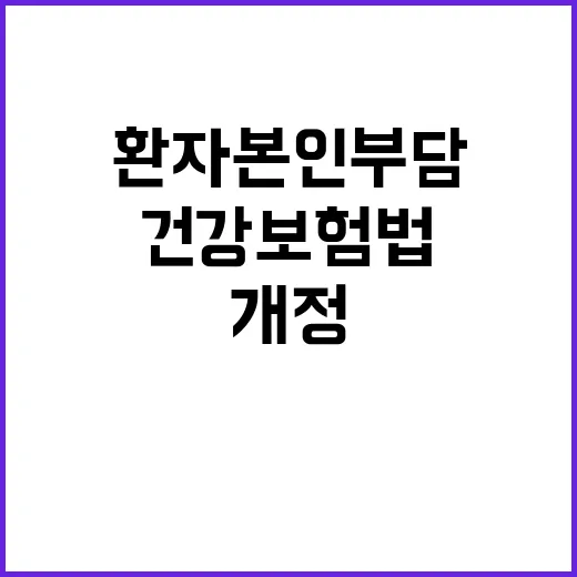 감염병 환자 본인부담 완화 건강보험법 개정!