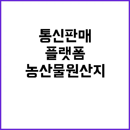 농산물 원산지 통신판매 플랫폼 강화 조치 발표!