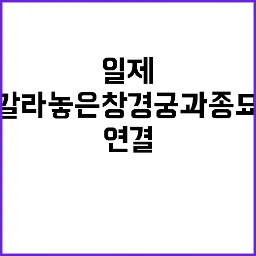 일제 갈라놓은 창경궁과 종묘 연결하라!