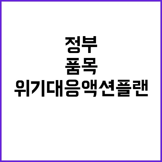 위기대응 액션플랜 정부의 50개 품목 보호 전략!