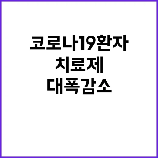 치료제 적용 코로나19 환자 부담 대폭 감소!