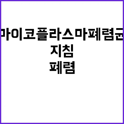 마이코플라스마 폐렴균 치료지침의 진실은 무엇?