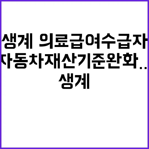 자동차재산 기준 완화…생계·의료급여 수급자 구제!