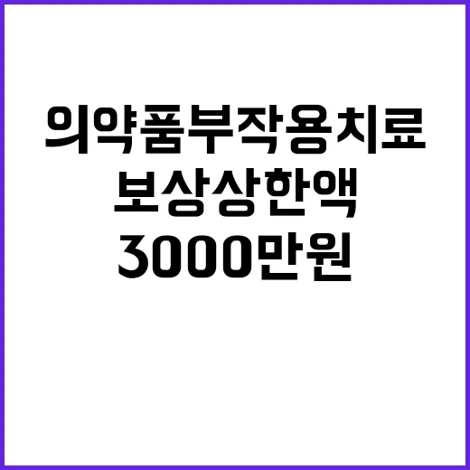 의약품 부작용 치료 3000만원 보상 상한액 인상!